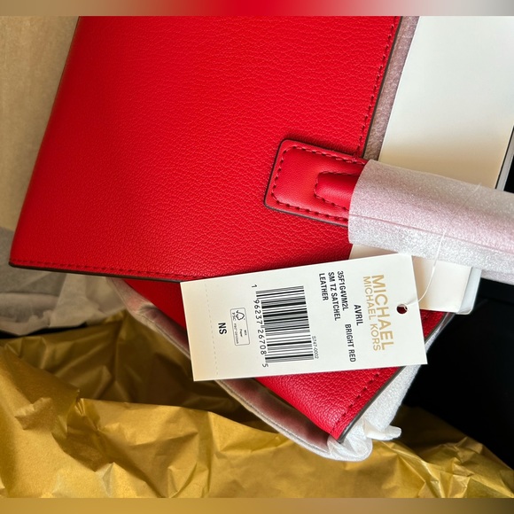 NWT Michael Kors Avril Small Top-Zip Satchel Bright Red - Picture 12 of 15
